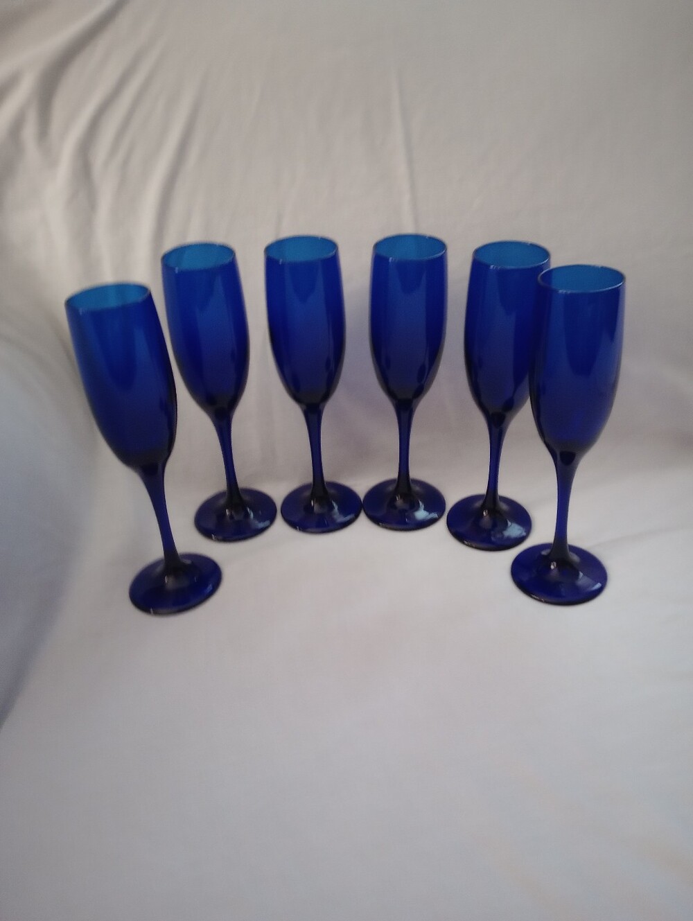 Libbey Cobalt Blue 8.75" Glass  Champagne Flutes - Set of 6